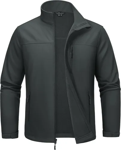 Vista 8 de MAGCOMSEN Chaqueta ligera Softshell para hombre, con forro polar, impermeable, cortavientos, para senderismo al aire libre