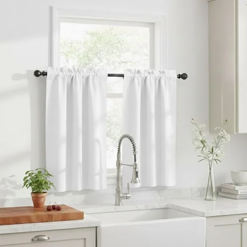 Vista 27 de NICETOWN Cortinas Opacas Cortas - Tratamiento de Ventana con Aislamiento Térmico, Niveles de Cortina Pequeños para Sala de Estar/Cocina, 2 Paneles