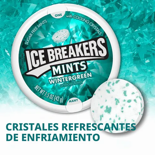 Vista 6 de ICE BREAKERS Duo Fruit Plus - Latas de mentas frescas sin azúcar de frambuesa (8 unidades) y Ice Breakers Wintergreen - Latas de mentas sin azúcar