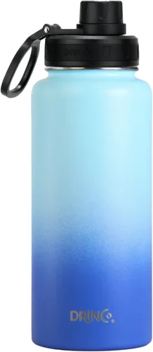Vista 13 de Drinco - Botella de agua de acero inoxidable con boquilla, tapa aislada al vacío, botella de agua de doble pared, de boca ancha