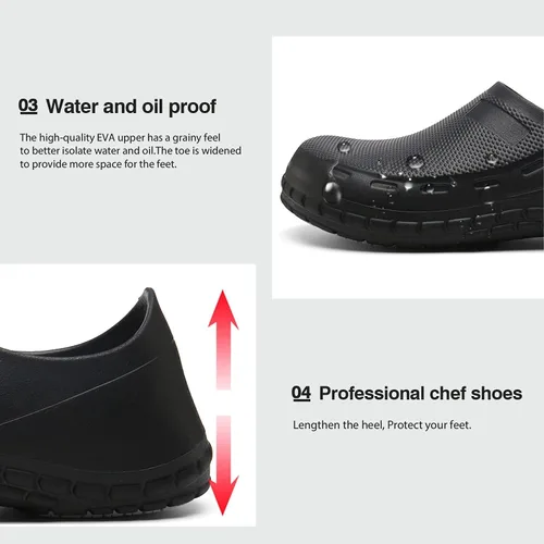 Vista 4 de JSWEI Zapatos de chef para hombre – Profesional resistente al aceite al agua Zapatos de chef de enfermería antideslizantes, zapatos de trabajo