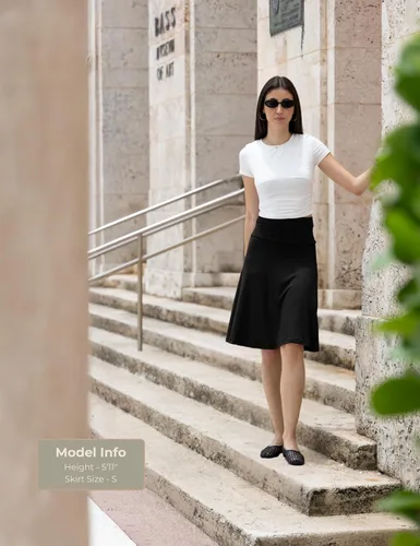 Vista 2 de Popana Falda midi elástica de longitud hasta la rodilla para mujer, talla grande
