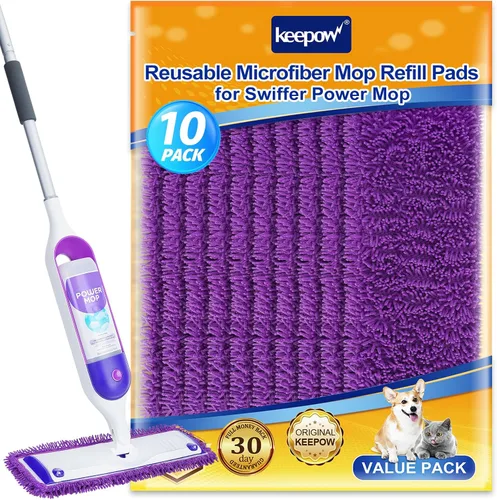 Vista 10 de KEEPOW - Almohadillas de repuesto reutilizables para mopa eléctrica compatibles con Swiffer PowerMop Power Mop Mopping Pad Refills for Wood Floor