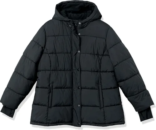 Vista 7 de Tienda Essentials - Abrigo inflado y pesado de manga larga con capucha para mujer (disponible en talla extragrande)