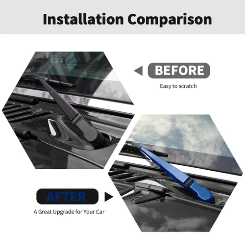 Vista 2 de RT-TCZ Limpiaparabrisas delantero, limpiaparabrisas delantero, decoración de accesorios exteriores compatibles con Jeep Wrangler JK JKU 2007-2018