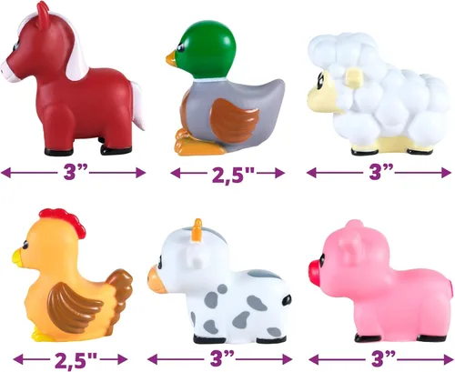 Vista 8 de Tub Works® Barnyard™ - Juguetes de baño sin moho, paquete de 6 Diseño de juguetes de baño sellados y sin agujeros que mantiene la humedad fuera