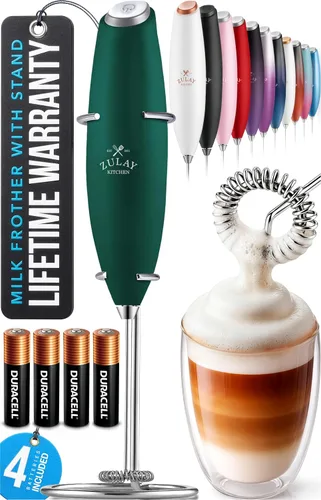 Vista 118 de Zulay Kitchen Potente varita espumadora de leche con 2 baterías Duracell – Mezclador de bebidas portátil ultrarrápido – Máquina de espuma eléctrica
