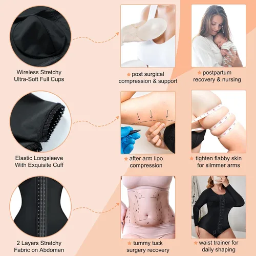 Vista 3 de CYDREAM Faja moldeadora para mujer, body con control de abdomen, corsé de cintura para entrenamiento de brazo, faja de compresión para poscirugía