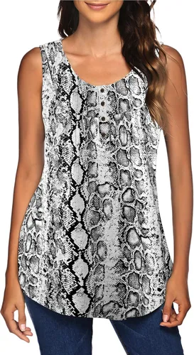 Vista 3 de LuckyMore Blusas sin mangas con cuello en V para mujer, estilo casual, plisadas, túnica sin mangas