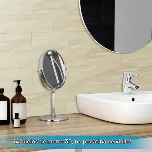 Vista 4 de BeNice - Azulejos grandes para salpicaduras de baño con acabado de metro, adhesivos impermeables para pared de cocina y ducha (23 azulejos) Beige