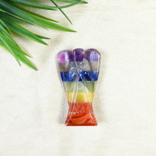 Vista 5 de Crocon Figura curativa de ángel de bolsillo de siete chakras, cristales de ángel de la guarda tallados a mano para energía positiva, mini estatua