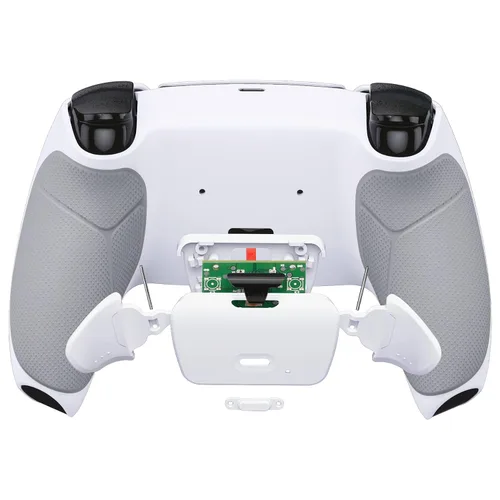 Vista 7 de eXtremeRate White Rubberized Grip Programable RISE 2.0 Remap Kit for PS5 Controller BDM-010 BDM-020 Models, Custom Upgrade Board & Redesigned Back