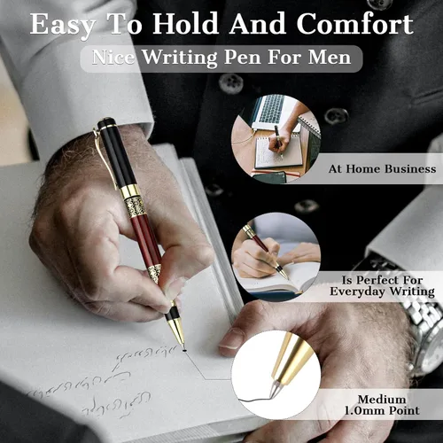 Vista 3 de Bnesi Bolígrafo de lujo, juegos de bolígrafos de escritura personalizados, bonitos bolígrafos para hombres y mujeres, regalo profesional, ejecutivo