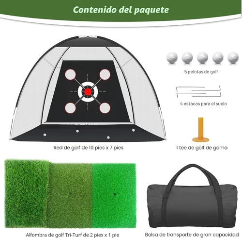 Vista 6 de Golf Net with Practice Mat,Golf Hitting Aid Nets 10x7FT for Backyard Driving Chipping Training Swing with Target Mat Balls for Outdoor Indoor，Gifts