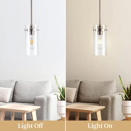 Vista 5 de Lámpara colgante, luces de cocina colgantes de techo, accesorios de iluminación de cocina con acabado de níquel cepillado, iluminación colgante