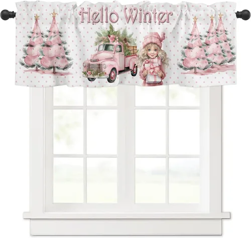 Vista 8 de Cenefa de ventana de Navidad para cocina, sala de estar, cortina de ventana temática de vaqueras para dormitorio, baño, cenefa de ventana Howdy