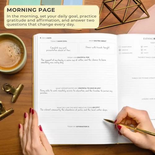 Vista 3 de Clever Fox Diario de gratitud grande – Diario de felicidad, positividad y afirmación – Cuaderno diario inspirador, 3 meses, 8.3 x 11 pulgadas