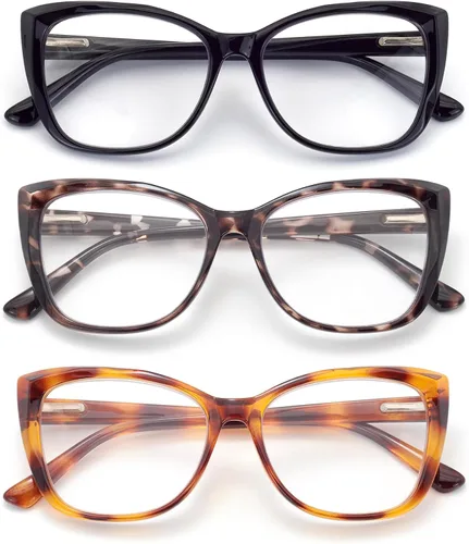 Vista 10 de 3-Pack Reading Glasses for Women Style Frame Spring Hinge Clear Lens Readers Glasses