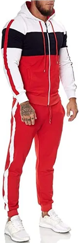 Vista 2 de lcepcy Conjunto de sudadera con capucha para hombre, 2 piezas, diseño de bloques de color, sudadera casual con bolsillos