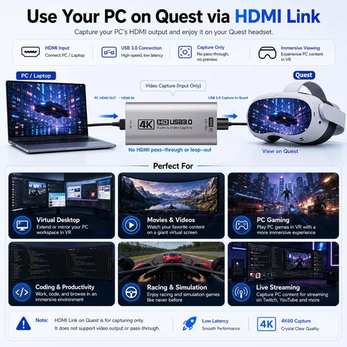 Vista 8 de Guermok HDMI Capture Card, USB 3.0 HDMI to USBC Video Capture Card, 4K60FPS Plateado