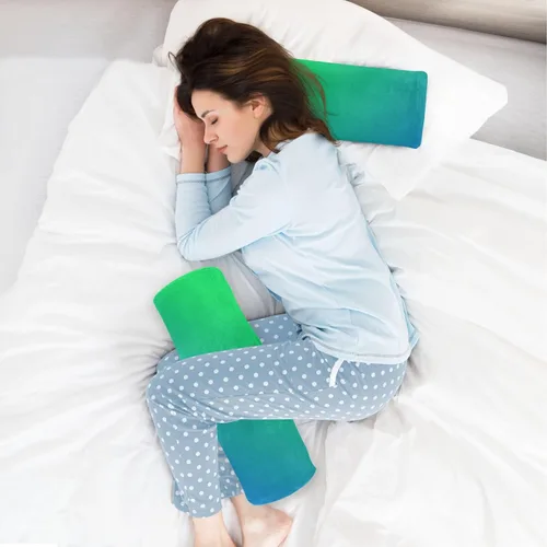 Vista 6 de Gredecor Almohada de cuello con degradado verde y azul, almohadas de espuma viscoelástica para aliviar el dolor, almohada de cama para dormir