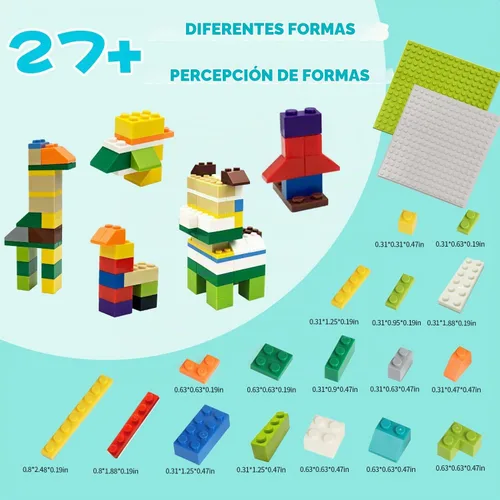 Vista 2 de Ladrillos de construcción compatibles con Lego Classic, 500 piezas de bloques de construcción básicos a granel en color aleatorio