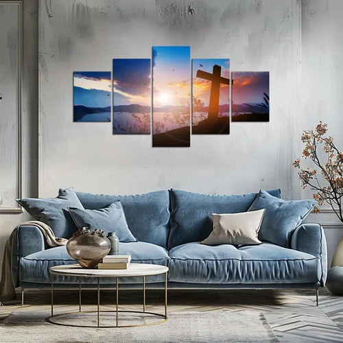 Vista 4 de Arte de Pared Cristiano Símbolo Religioso Cuadro Enmarcado Pintura de Cruz de Cristo Cruces Decoración de Pared Impresión en Lienzo de Cruz Póster