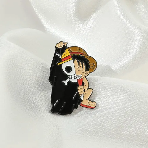 Vista 3 de Alfileres esmaltados de anime Luffy, broche de metal para cosplay de anime, insignias de solapa para mochila, bolsa, ropa, regalos para hombres