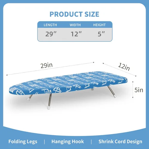 Vista 2 de Tabla de planchar de mesa de 12 x 29 pulgadas, tabla de planchar plegable portátil con acolchado de fieltro grueso, cubierta resistente al calor
