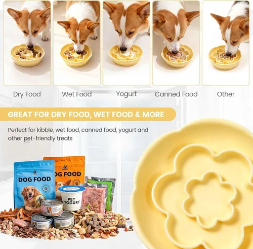 Vista 5 de Cuenco para perros de alimentación lenta, cuenco de silicona de 6.9 Verde