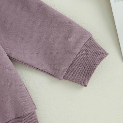 Vista 5 de YINGISFITM Conjunto de sudadera con cuello redondo y estampado para niña pequeña para otoño e invierno