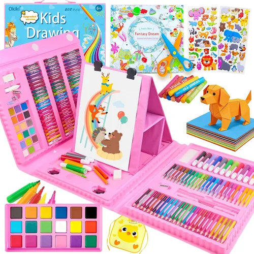 Vista 10 de Suministros de Arte, Set de Arte de 297 Piezas Kit de Dibujo para Niñas Niños Artistas, Caja de Regalo de Arte de Lujo con Caballete Plegable