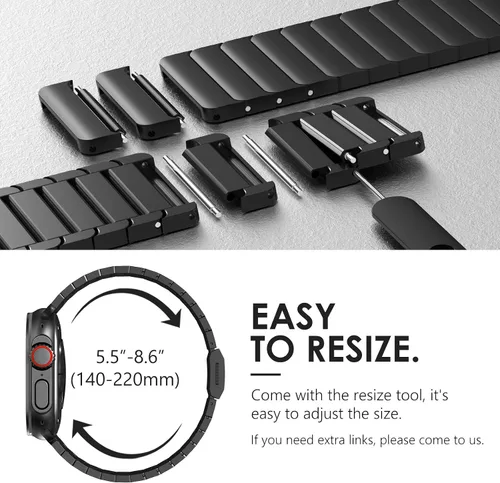 Vista 6 de NewWays - Pulsera de eslabones de titanio y acero inoxidable para Apple Watch Band Ultra 3 2 1 Band 49mm Series11 10 46mm 42mm 45mm 44mm 41mm 40mm