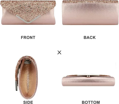 Vista 2 de jessie Bolso de mano para mujer, bolso de noche con purpurina brillante para bodas y fiestas