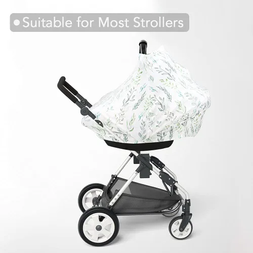 Vista 6 de DILIMI Funda de asiento de automóvil para bebé, diseño de hoja verde, suave, transpirable, para asiento de automóvil, cubierta multifuncional