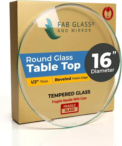 Vista 45 de Fab Glass - Mesa redonda de cristal de 48 in, grosor de 3/4 in, cristal pulido plano templado, Vidrio, Transparente