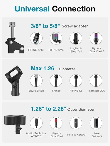 Vista 7 de InnoGear Soporte de micrófono de escritorio, brazo articulado aéreo giratorio 360° para micrófono con elevación alta para Blue Yeti Snowball HyperX