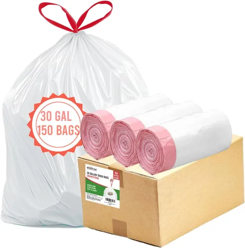 Vista 19 de BEIDOU-PAC Bolsas de basura de 2.6 galones con cordón, 100 unidades, bolsas de basura de rollo múltiple, pequeñas bolsas de basura de cocina, sin