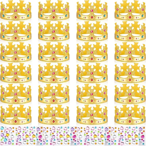 Vista 13 de Yaomiao 44 coronas de espuma de cumpleaños para niños, tiaras de princesa, sombrero de rey, kits de calcomanías de diamantes a granel