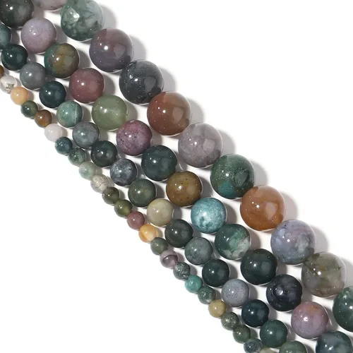 Vista 2 de Cuentas redondas sueltas de ágata india natural de 0.315 pulgadas, poder curativo para hacer joyas, pulseras y collares