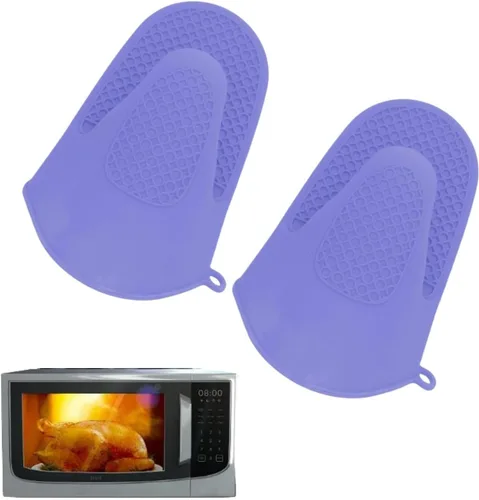 Vista 5 de Cyrank 2 pares de mini guantes de horno, guantes de silicona para horno de cocina, resistentes al calor y al deslizamiento, manoplas de horno