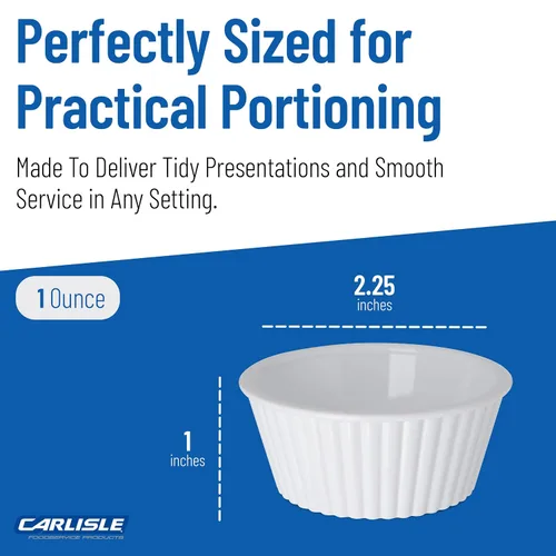 Vista 7 de Carlisle FoodService Products 084302 SAN Ramequin estriado, capacidad de 1 oz, blanco (caja de 48)