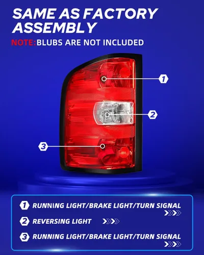 Vista 4 de AUTOONE - Para Chevy Silverado 2007-2013 Conjunto de Luz Trasera de Fábrica OEM Luces Traseras Compatibles con Chevy Silverado 1500/2500HD 3500HD