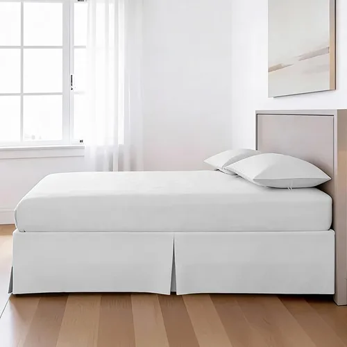 Vista 3 de Falda de Cama Bed Maker's Never Lift Your Mattress para Camas Ajustables, Esquinas Divididas, Caída de 15 Pulgadas, King, Blanco