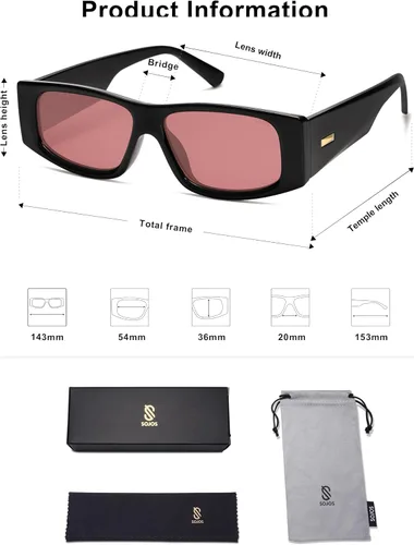 Vista 33 de SOJOS Gafas de sol polarizadas rectangulares Y2K de moda para mujeres y hombres, gafas de sol rave de diseñador de moda SJ2228
