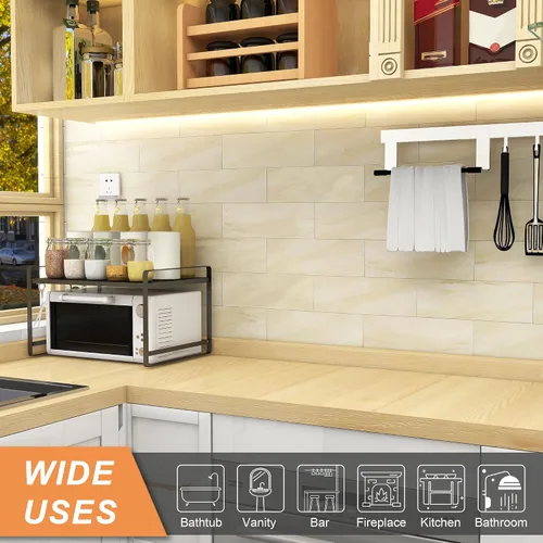 Vista 3 de VAOVI Azulejos de cocina para salpicaduras de despegar y pegar, calcomanías de pared de baño, azulejos de mármol para salpicaduras individuales