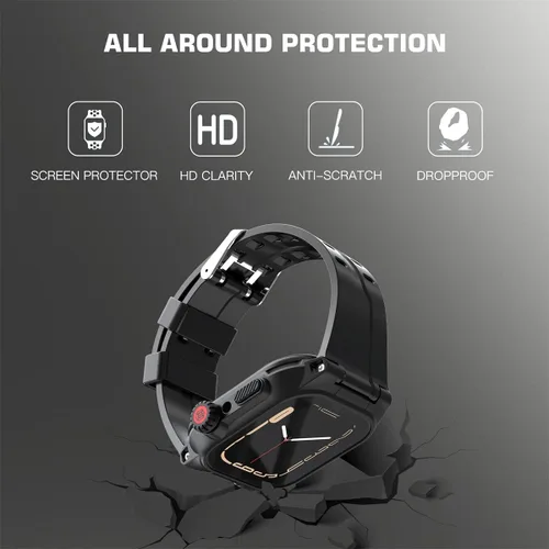 Vista 3 de Apple Watch Series 7 - Funda impermeable de 1.772 in, funda protectora de cuerpo completo 360 con protector de pantalla, a prueba de golpes, a