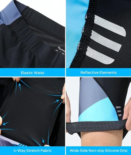 Vista 4 de Sportneer Mens Padded Bike Shorts with Pocket Gel Padding Bicycle Cycling Shorts for Mountain Road Biking with 3 Pockets