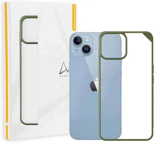 Vista 10 de ARMOR Funda Signature para iPhone 14 (transparente con cinta gris)