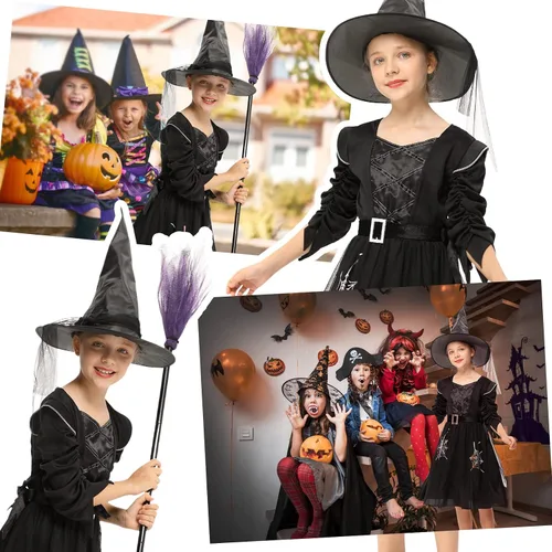 Vista 7 de Disfraz de bruja de Halloween para niñas, vestido de bruja de Halloween